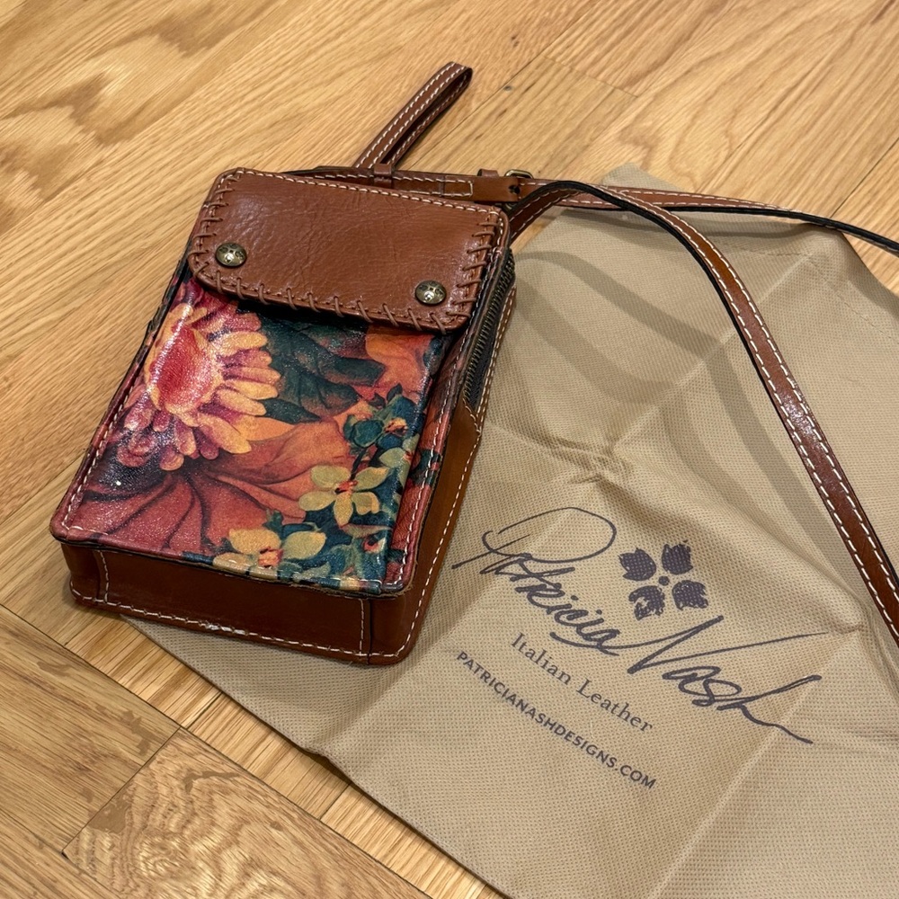 Patricia Nash Brown and Floral Crossbody Bag